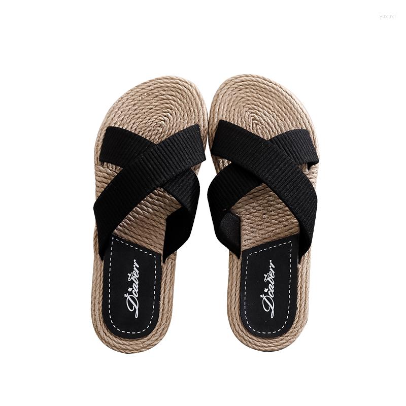 

Slippers Women Retro Fashion Rope Outdoor Casual Sandals Simple Ladies Summer Cross Drag Shoes, Beige