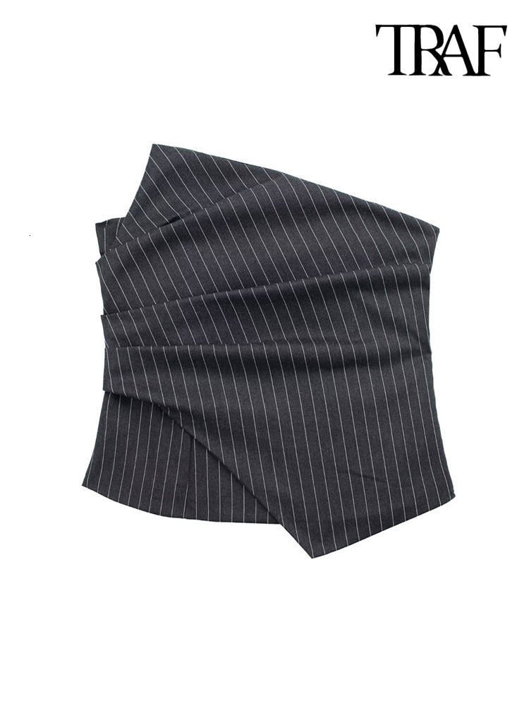 

Women' Tanks Camis TRAF Women Fashion With Ruched Striped Crop Bustier Tops Vintage Straight Neck Side Zipper Female Camis Mujer 230316, Dark grey