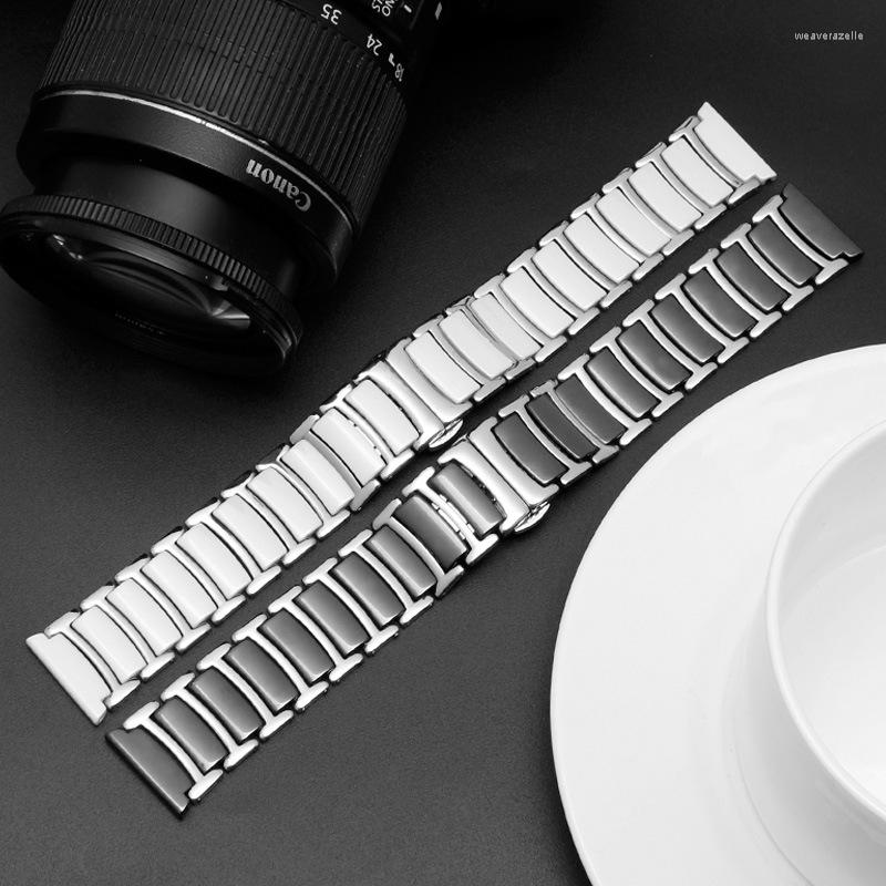 

Watch Bands Ceramic Strap Between Stainless Steel 20mm 22mm Band For Huawei GT2 /watch 2pro/galaxy