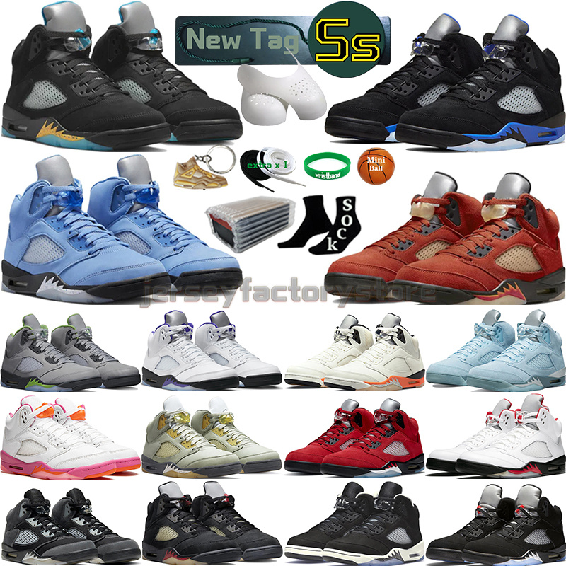 

5 Basketball Shoes for men women 5s Craft Aqua Concord UNC Green Bean Racer Blue Bird Oreo Metallic Raging Fire Red We The Best Bluebird Island Green Mens Sport Sneakers, Color-46