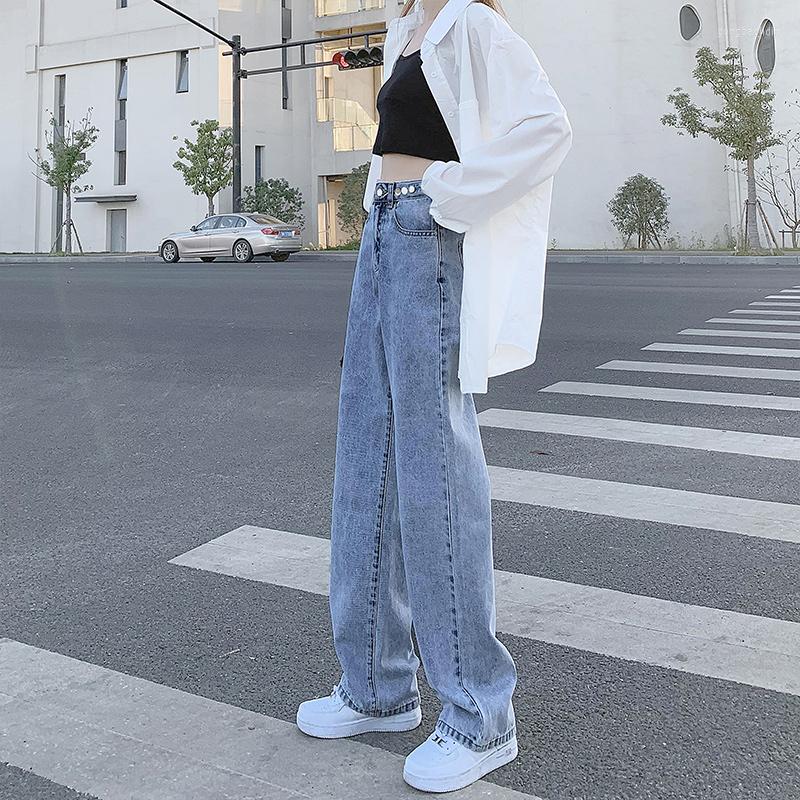

Women' Jeans High Waist Women Spring Autumn Straight Trousers Loose Thin 2023 Drapey Mopping Wide-Leg Pants Female Fried Street, Light blue