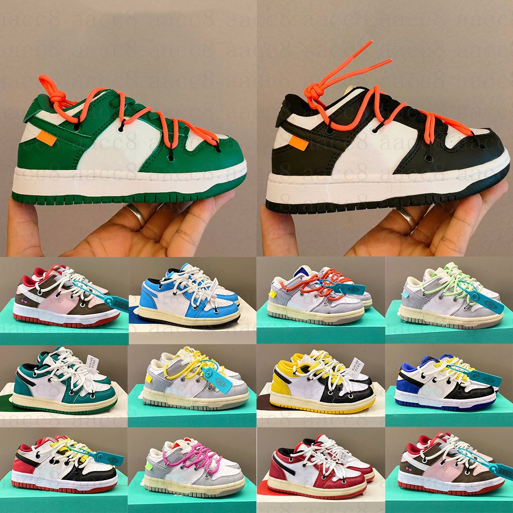 

kids dunks shoes OW Co-branded lacing sb shoes children Boys girls baby sneaker brand shoes sports high pro outdoor summer fashion size 26-37 ldke4, No box