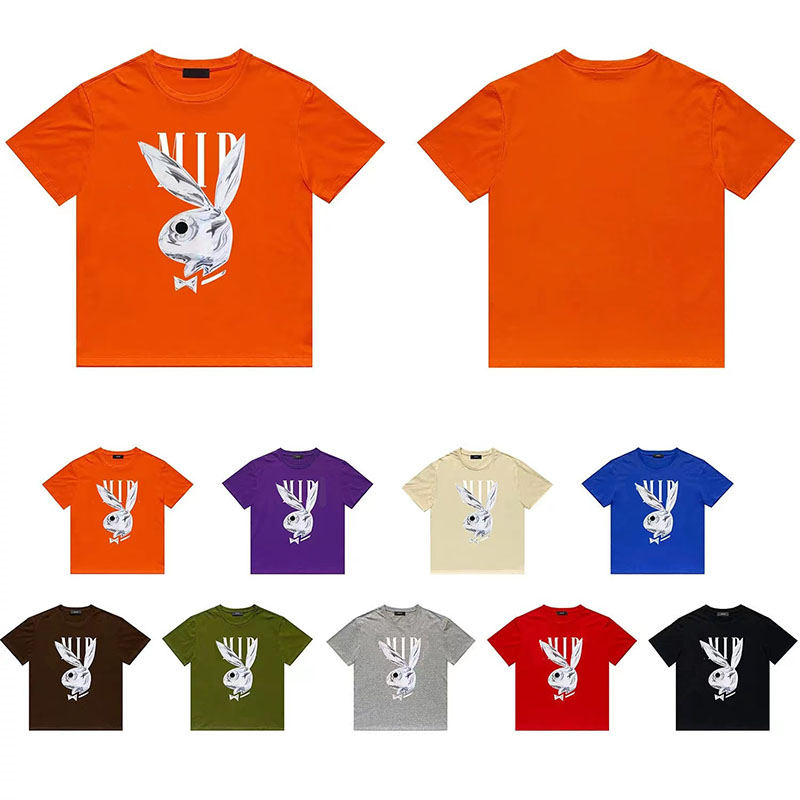 

Mens TShirts Am Brand Tshirt Rabbit printing classic Paint printing Casual loose mens and womens cotton Tshirt, 016
