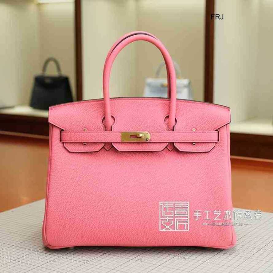 

Designer Bags Birkin Handbags Herms Handbag Pure Handmade Wax Thread Genuine Leather Bag Togo Skin Lipstick Powder Bk30cm Gold Buckle. Have, 25cm gold buckle