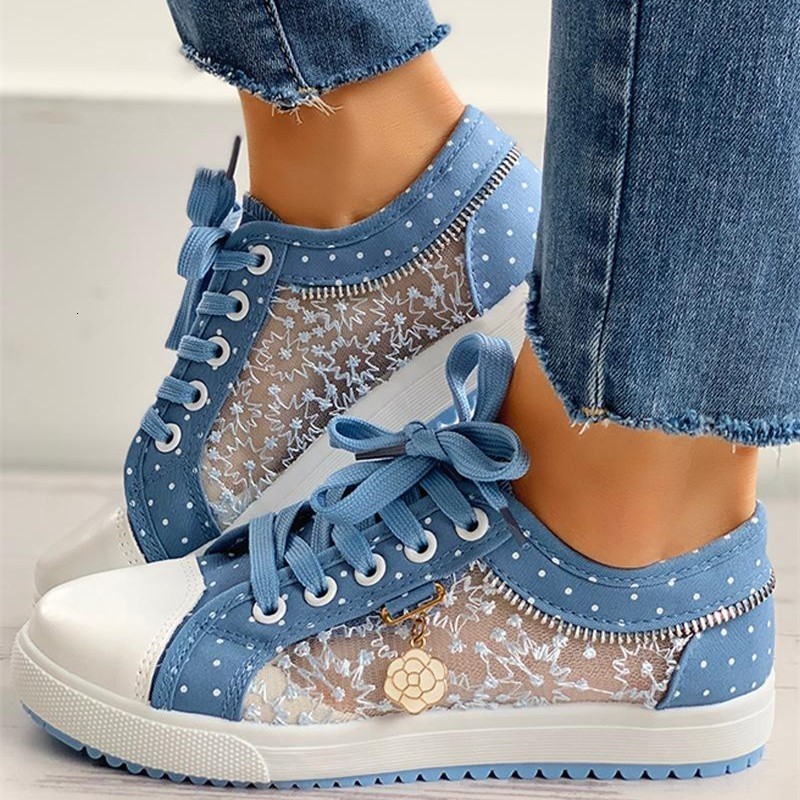 

Dress Shoes Women Shoes Fashion Summer Casual Shoes Cutouts Lace Canvas Hollow Breathable Platform Flat Shoes Woman Sneakers 230316, Sky blue