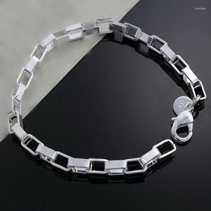 

Bangle Silver Plated Box Bracelet Lattice Chain Style Bracelet/