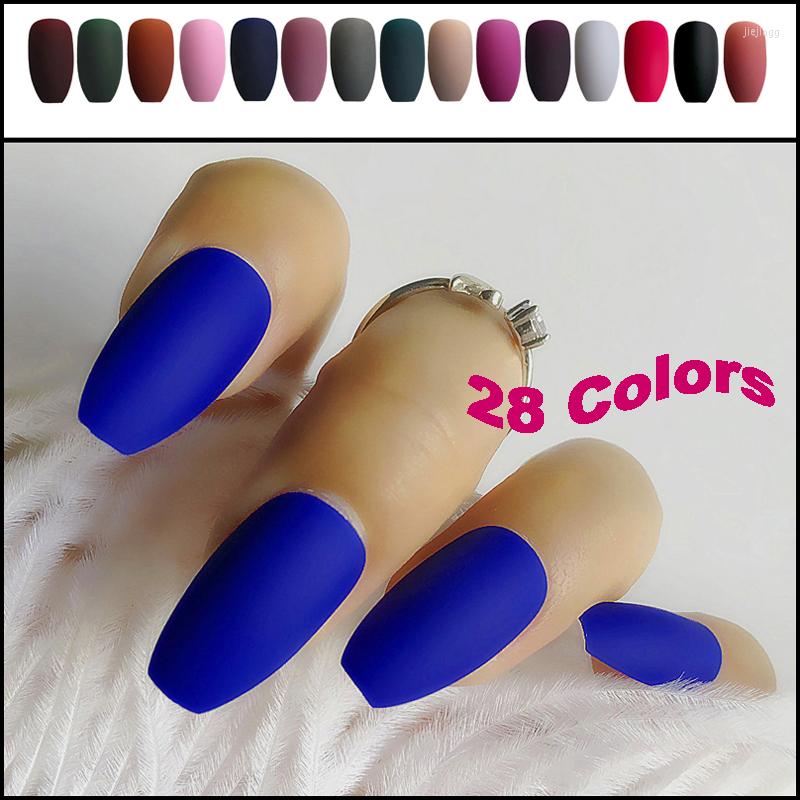 

False Nails Coffin Fake Matte White Balck Frosted Press On Coloured Black Peacock Blue Multicolor Of Choose, 2826