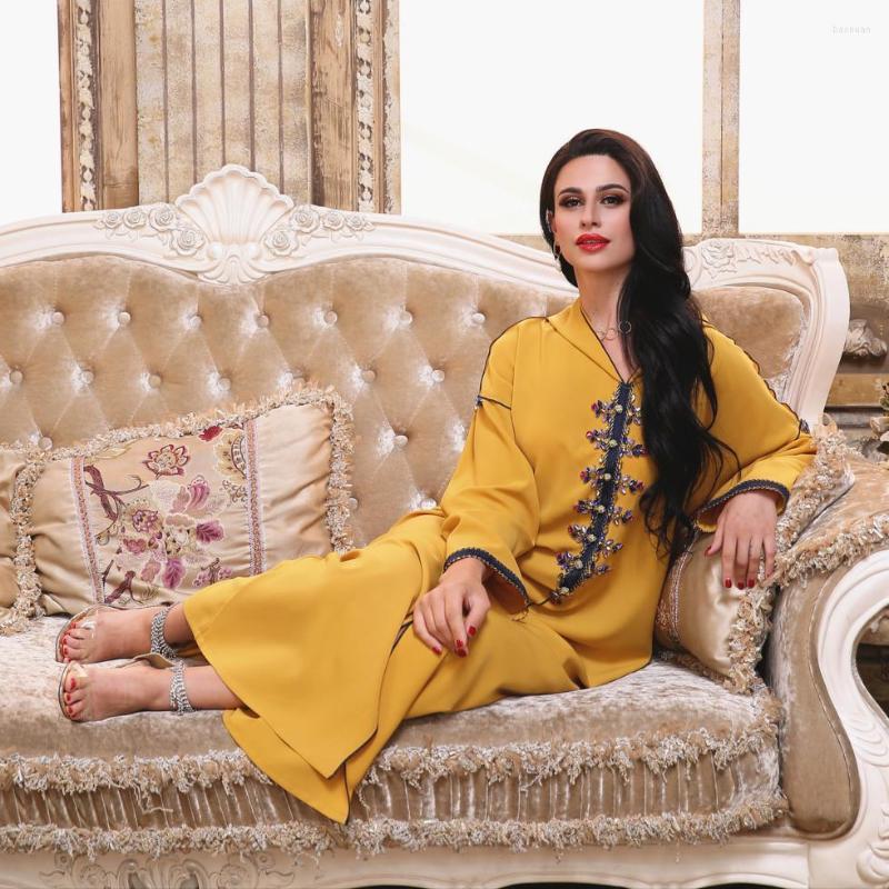 

Ethnic Clothing Ramadan Eid Abaya Dubai Hand Made Diamond Beading Muslim Dress Islam Abayas Women Vestidos Robe Longue Vetement Femme
