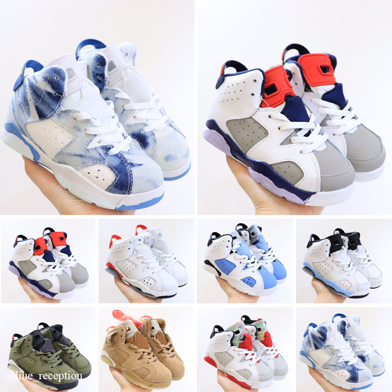 

2023 Children 6 Basketball shoes for ReTro Infrared Carmine 6s UNC Toro Hare Oreo Maroon Youth Sports Sneakers Kids size EU28-35, Color 9