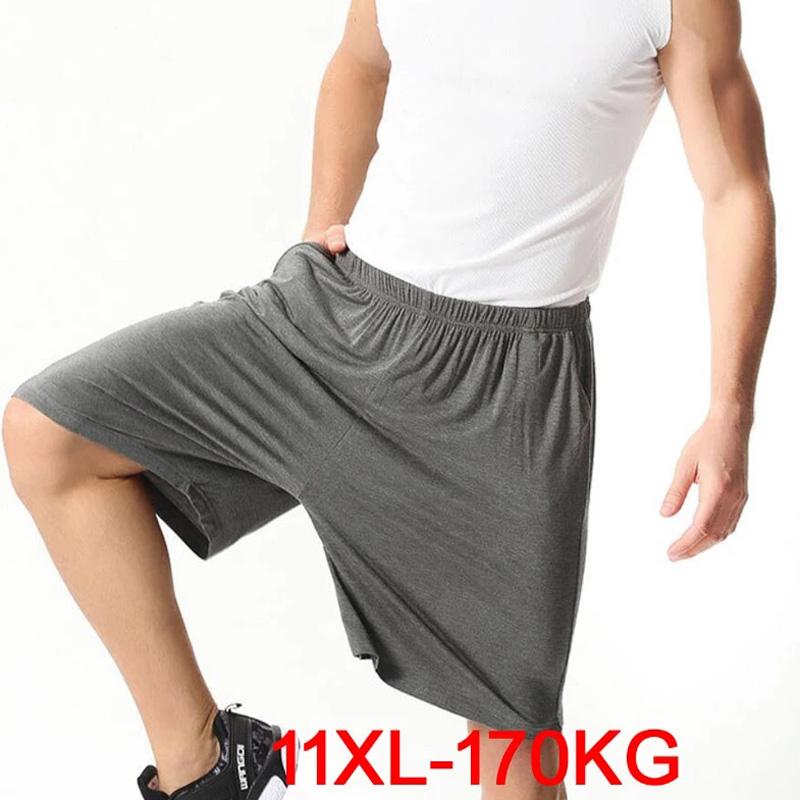 

Men's Shorts Plus Size 11XL 170KG Men Modal Cotton Summer Soft Comfortable Navy Blue Elastic Waist Loose Thin Breathable, Black