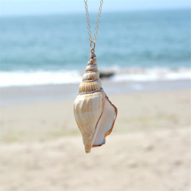 

Chains 2023 Fashion 2 Style Gold/Silver Color Conch Seashell Pendant & Necklace Long Chain Necklaces Jewelry For Women Men Gift