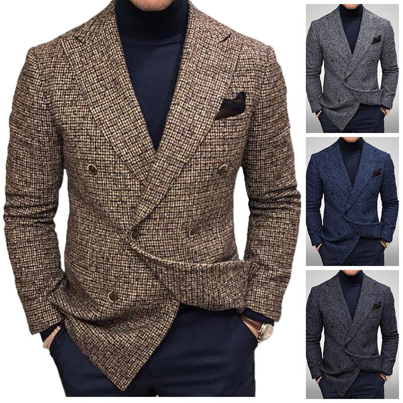 

Men' Suits Men' Wear Plaid Business Casual Coat Blazer Slim Men Suit Jackets Masculino Fit De Luxo, Gray