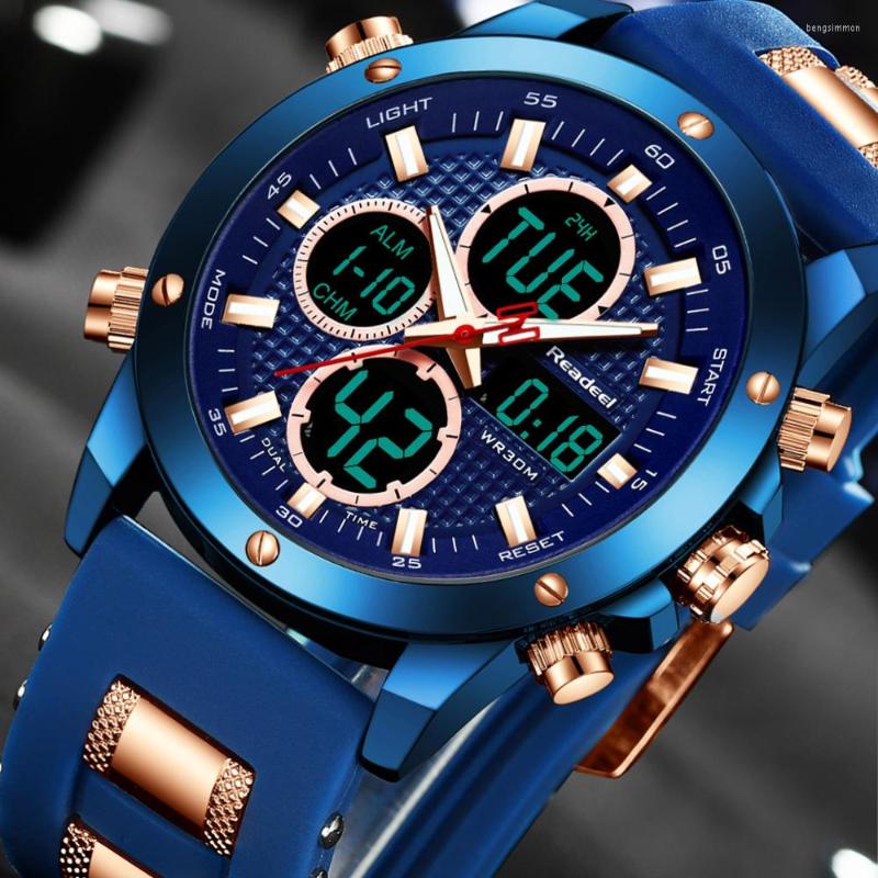 

Wristwatches Fashion Digital Led Watch Men Top Brand Sport Watches Mens Waterproof Quartz Clock Man Military WristWatch Relogio Masculino, Gold