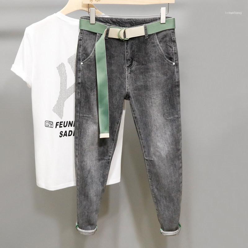 

Men's Jeans Teenagers Students Denim Summer Thin Casual Slightly Broken Smoky Gray Simple Feet Ankle Length Pants1