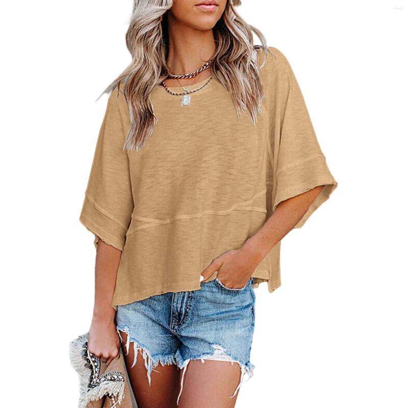 

Women's Blouses Harajuku Blouse Woman Summer Solid Color Round Neck Half Sleeve Casual Loose Tops Female Fashion Ladies Blusas Mujer, Black