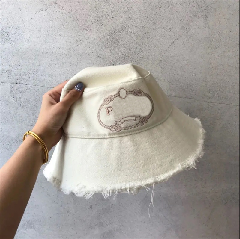 

Dark blue bucket hat luxury denim designer caps summer beach fashion classic casquette white letters cowboy canvas twill womens hat outdoor sport PJ052 C23, 1#