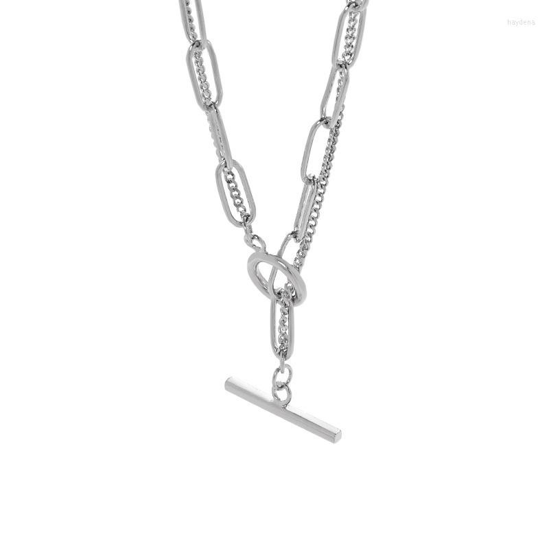

Chains S925 Sterling Silver Thick Chain Double-layer Necklace Female European OT Buckle Hip Hop Item Jewelry Chunky Necklaces