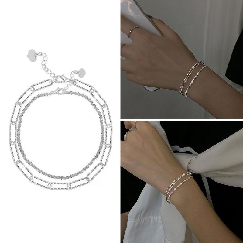 

Link Bracelets Chain Sparkling Gypsophila Bracelet Two-piece Set Women's Cold Wind Advanced Niche Design Stacked Double JewelryLink
