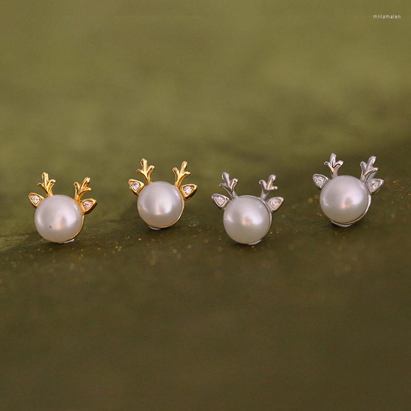 

Stud Earrings Elk Crystals Pearls Christmas Jewelry For Girlfriend Women Gifts 2023 Fashion Romantic Accessories Wholesale