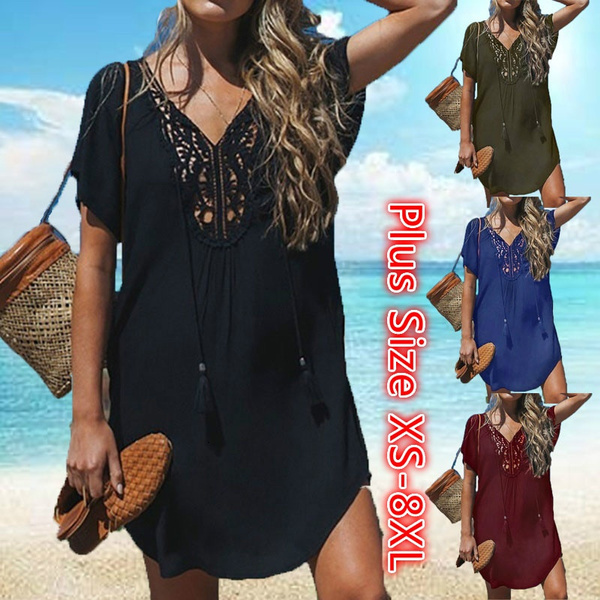 

Casual Dresses Womens Short Sleeve Swimsuit Tops Trim Swimwear Beach Wear Swim Wear Cover Up Dress Tops Summer Swimming Smock T Shirt 230314, Army green