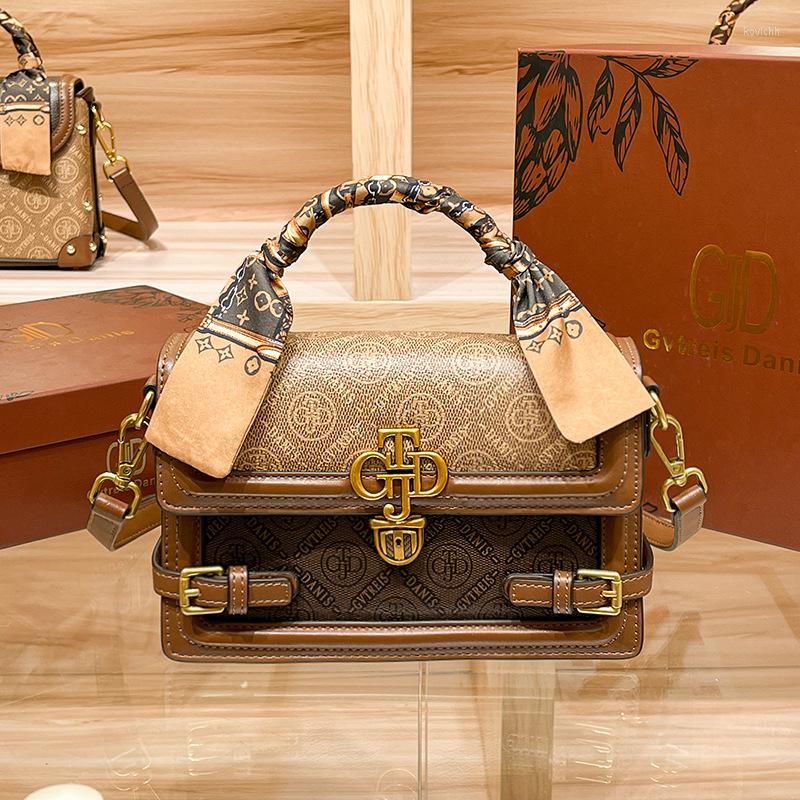 

Evening Bags Vintage Designer Women's Shoulder Bag High Quality Leather Handbag Capacity Messenger, Beige