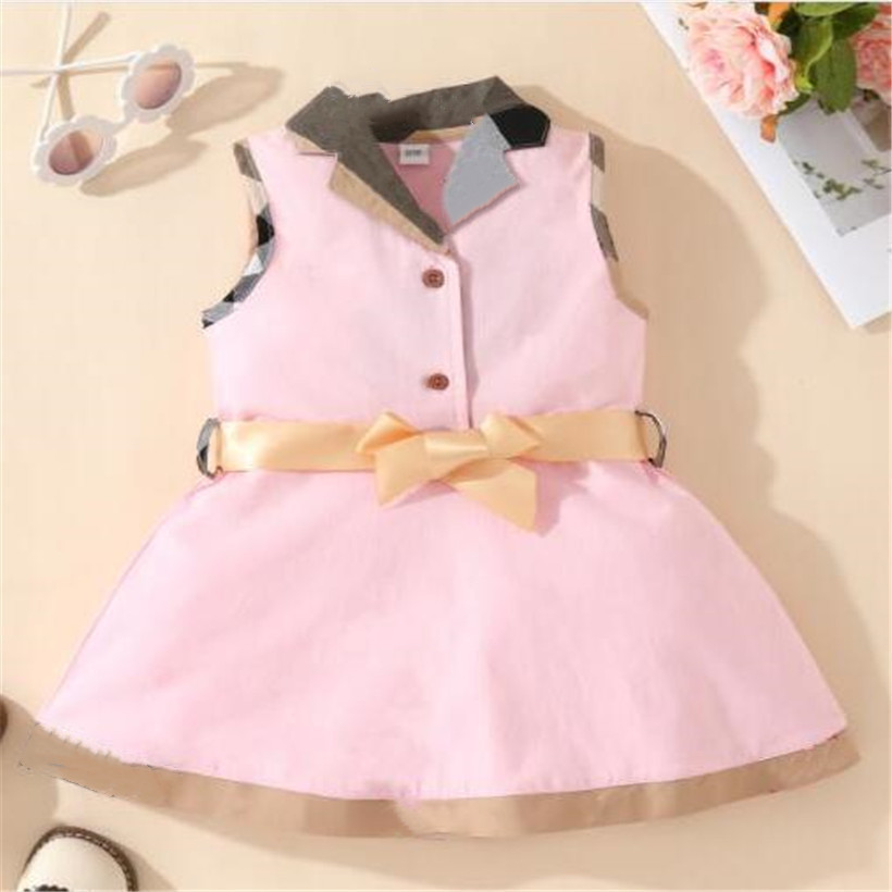 

New Style Childrens Girls Dress Sleeveless Printed A-line Princess Skirts Toddler Baby Girl Dresses Kids Designer Clothing, White