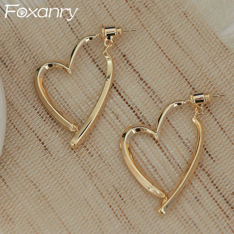 

Charm anry Prevent Allergy Gold Color LOVE Heart d Earrings for Women Trendy Elegant Geometric Handmade Wedding Bride Jewelry L230315