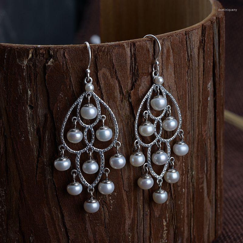 

Dangle Earrings FNJ Freshwater Pearl 925 Silver Original Pure S925 Sterling Drop Earring For Women Jewelry