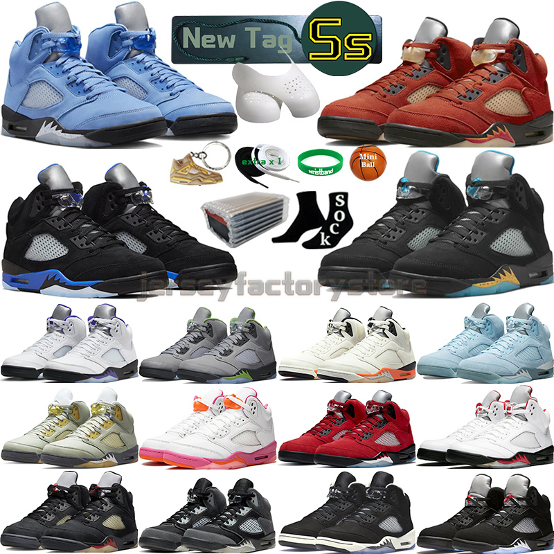 

With Box 5 Basketball Shoes men women 5s Craft Aqua Concord UNC Green Bean Racer BlueBird Oreo Raging Fire Red We The Best Easter Oregon Pinksicle Mens Sports Sneakers, Color-7