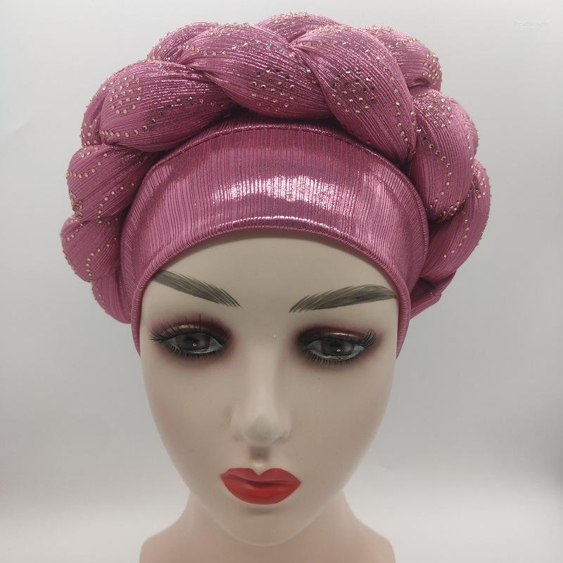 

Ethnic Clothing 2023 Turban Africain Femme Glitter Elastic Muslim Hijab Women Head Wraps Braids Turbante African Caps American