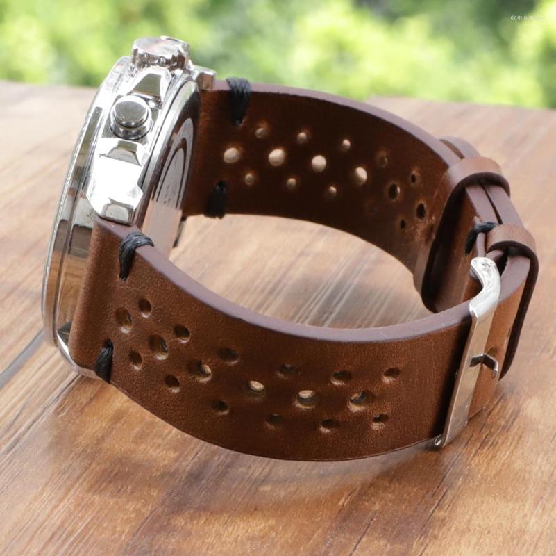 

Watch Bands Onthelevel Leather Strap 18mm 20mm 22mm 24mm Durable Coffee Brown Color Band Quick Release Replacement
