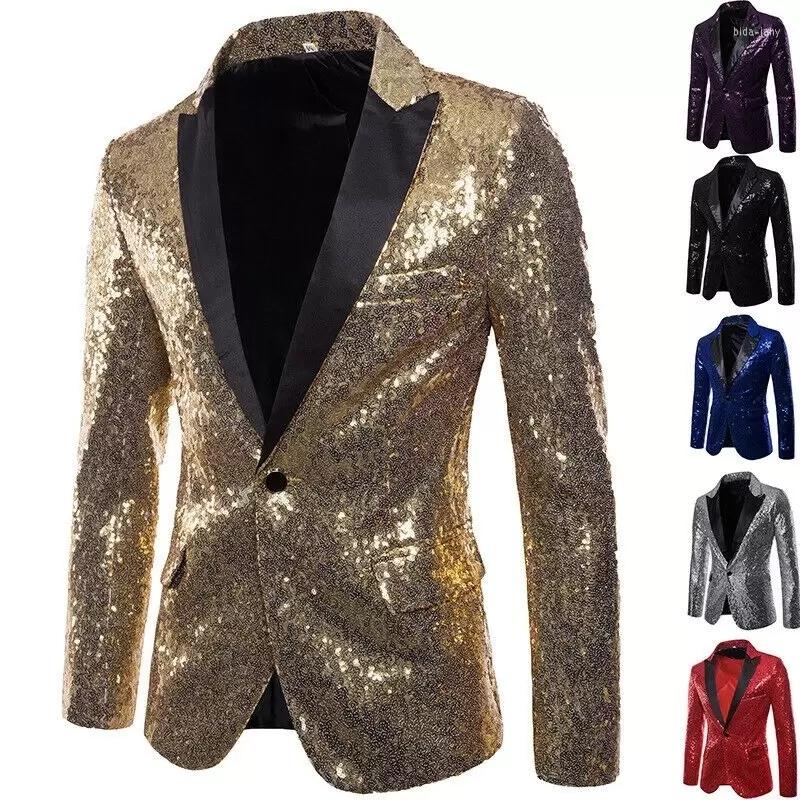 

Men's Suits Happyjeffery Formal Men Shiny Suit Blazer Jackets Sequins Party Button Dance Bling Coats Wedding Gentleman Stage B07, Red
