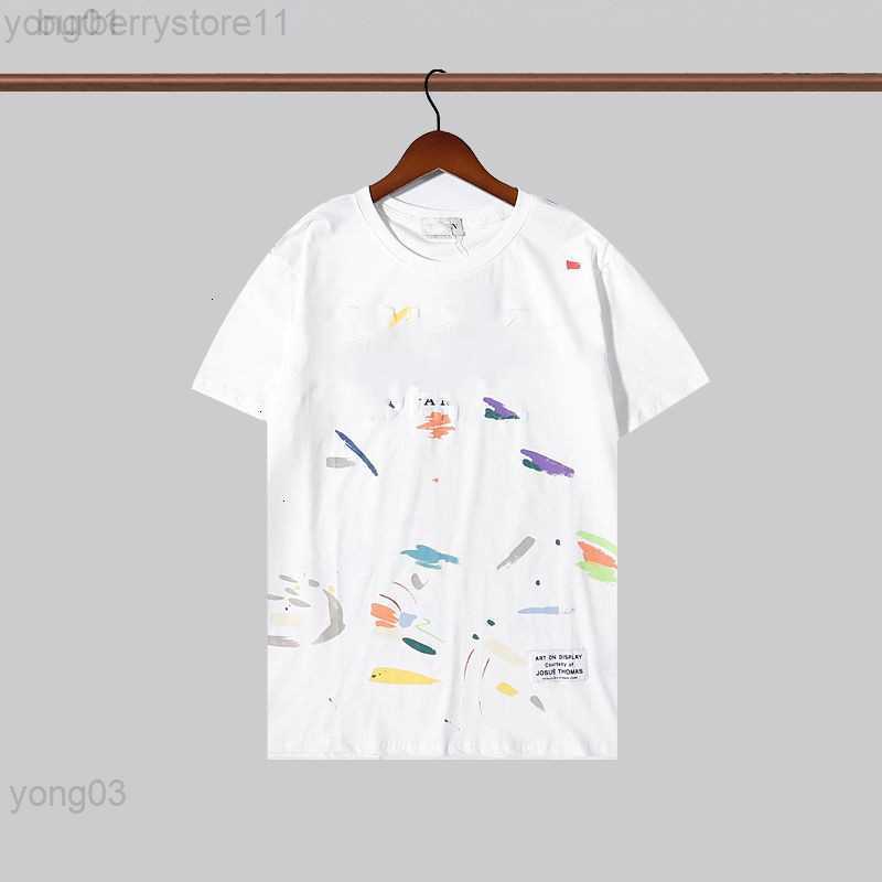 

Men' t Shirs Curren Los Angeles Galleryes Ess Dep Speckle Leer Shir Hand Pained Shor Sleeve Men Women Te, White
