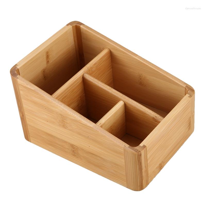 

Cosmetic Bags Remote Control Holder Key Collection Cosmetics Receipt Inclusion Organizer Storage Box Wooden, Beige