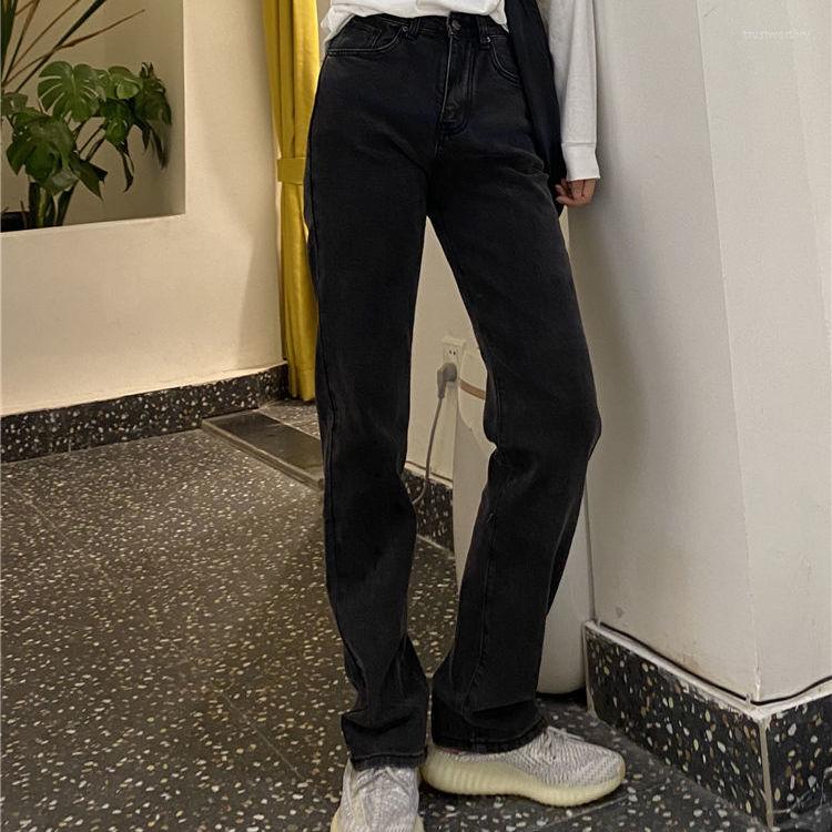 

Women's Jeans Woman Pants Autumn Winter Black Gray High Waist Straight Pantalones Vaqueros, 6963-beige
