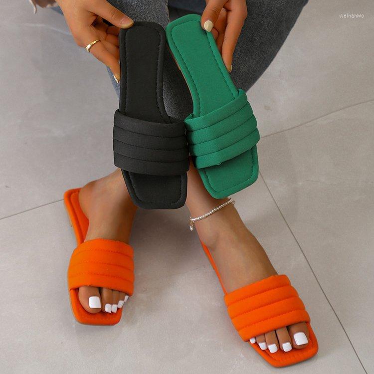 

Slippers 2023 Fashion Summer Women Flat Casual Green Open Toe Sandals Woman Comfortable Outdoor Beach Slides Flip Flops