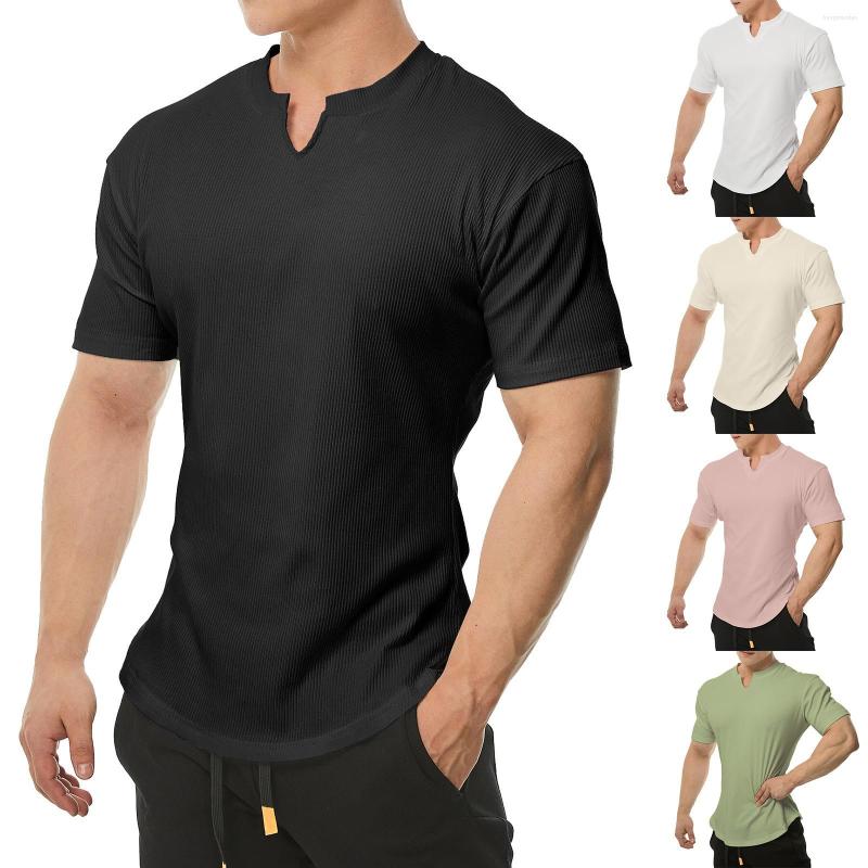 

Men's Casual Shirts Man Summer Soft White T Men Short Sleeve Modal Flexible T-shirt Solid Color V Neck Basic Tee Tops Sports Blouse, Green