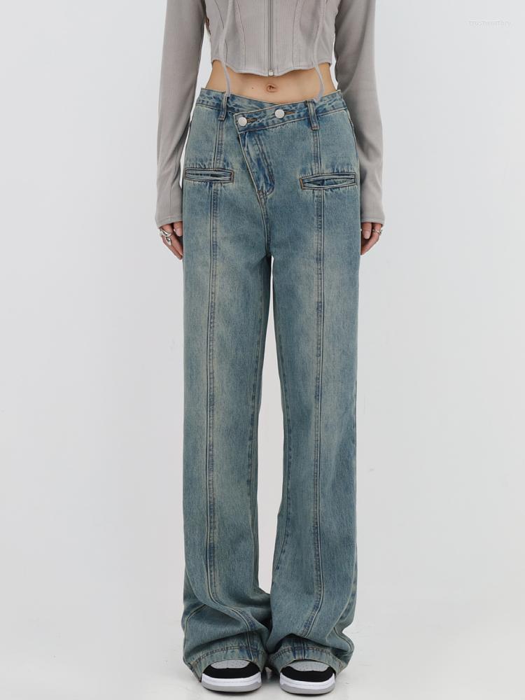 

Women' Jeans Women Denim High Waist Straight Loose Casual 2023 Fall Winter Streetwear Harajuku Retro Full-length Pants, Blue