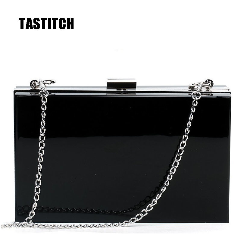 

Evening Bags Black Acrylic Handbags Elegant Clutches Women Chain Party Prom Wedding Wallets Bridesmaid Purses 230316