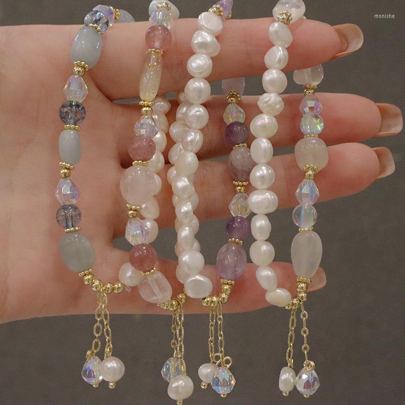 

Strand Ladies Fashion Natural Freshwater Pearl Beaded Bracelet Delicate Amethyst Banquet Party Jewelry Women Gifts