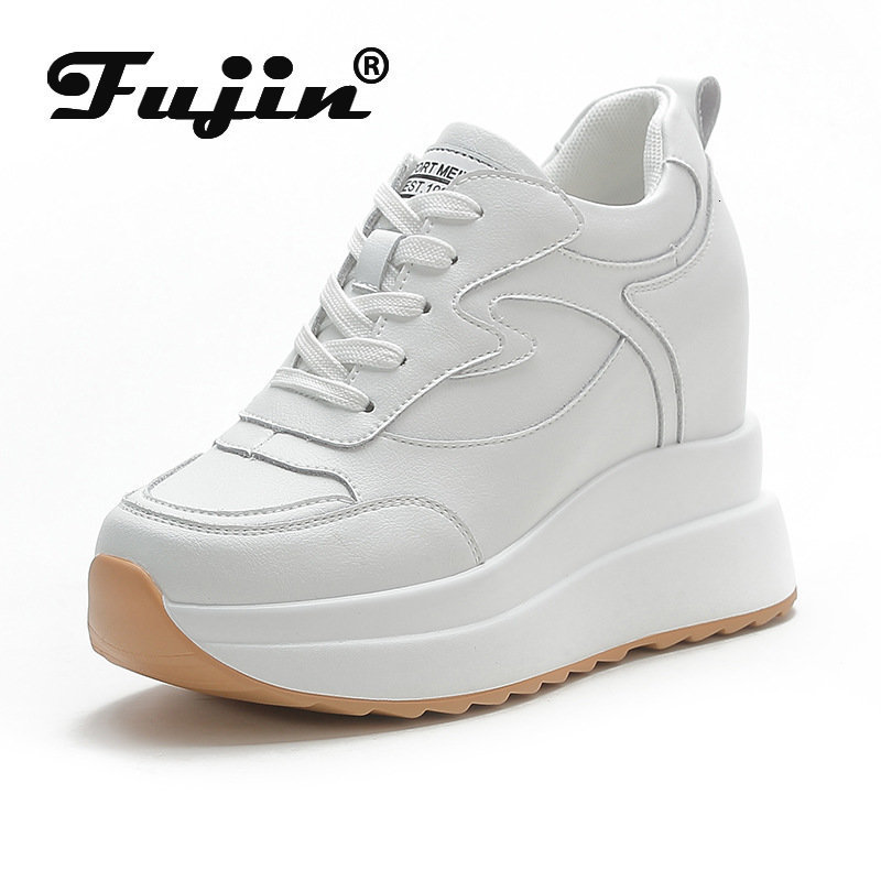 

Dress Shoes Fujin 10cm Platform Wedge Sneakers Chunky Shoes Genuine Leather for Women Summer Shoes Spring Autumn Walking Sneakers Fashion 230316, Black