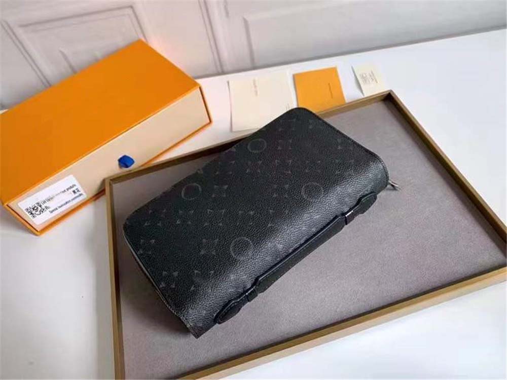 

Designer ZIPPY XL Mens Wallet Luxury Purses Zipper Handle Genuine Leather Senior Men Cash Wallet With Orange Box French Classic Brown Flower Plaid Wallet Card Holder, Brown plaid