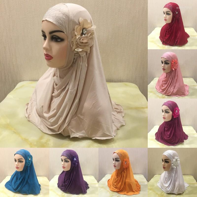 

Ethnic Clothing Female Muslim Rhinestone Floral Knot Amira Pray Turban Headgear Islamic Wear Directly Ramadan Women Hijabs Shawls Headwear