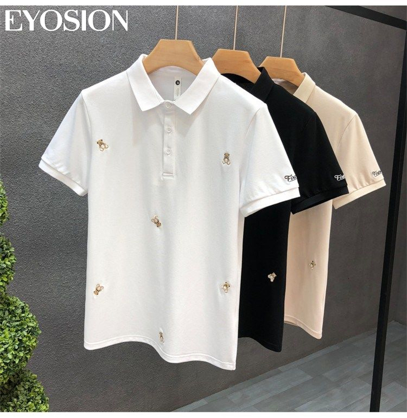

Men's Polos EYOSION Cotton Polo Shirts for Men Embroidery Little Bear Casual Slim Fit Mens Polos Summer Fashion Brand Men Clothing 230316, Beige
