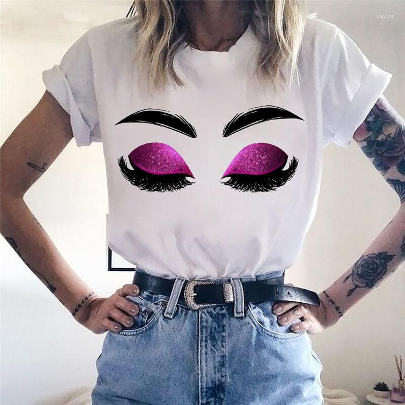 

Women' T Shirts Face Makeup Print T-shirt Girls Women Harajuku Aesthetic Casual Tshirt Femme Graphic Hipster Vintage Korean Tee, 20140