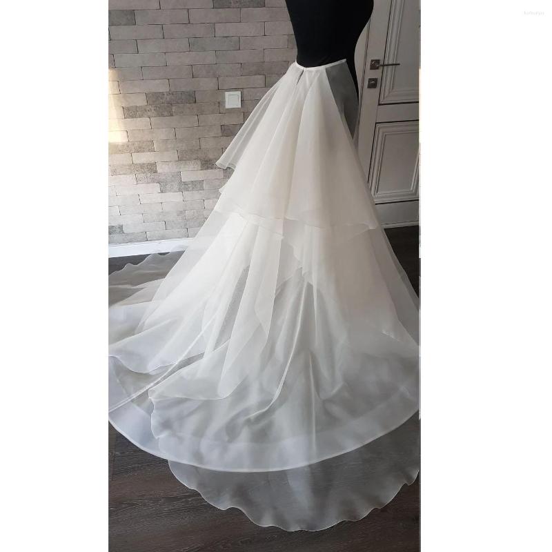

Skirts High End Organza Long White Bridal Overskirt Ruched Wedding Detachable Train Women Maxi Skirt Over Wrap, Yellow