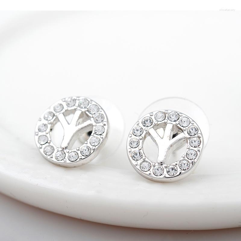 

Stud Earrings ER-00540 Luxury Rhinestone Jewels Silver Plated Round Modern Women's 2023 Y2k Jewelry Mother's Day Gift