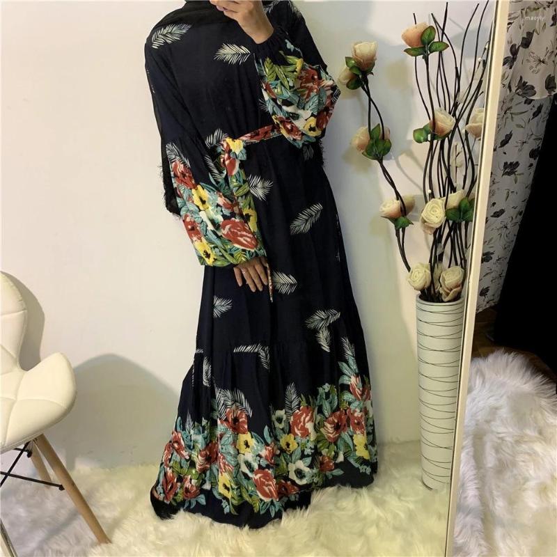 

Ethnic Clothing Donsignet Muslim Dress Fashion Middle East Eid Duabi Abaya Turkey Robe Women's Print Plus Size Loose Strap