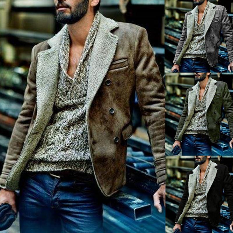 

Men's Jackets Autumn Fur Integrated Jacket Warm Coat Imitation Leather Mens Long Sleeve Outerwear Cardigan Tops Chaquetas Hombre, Green
