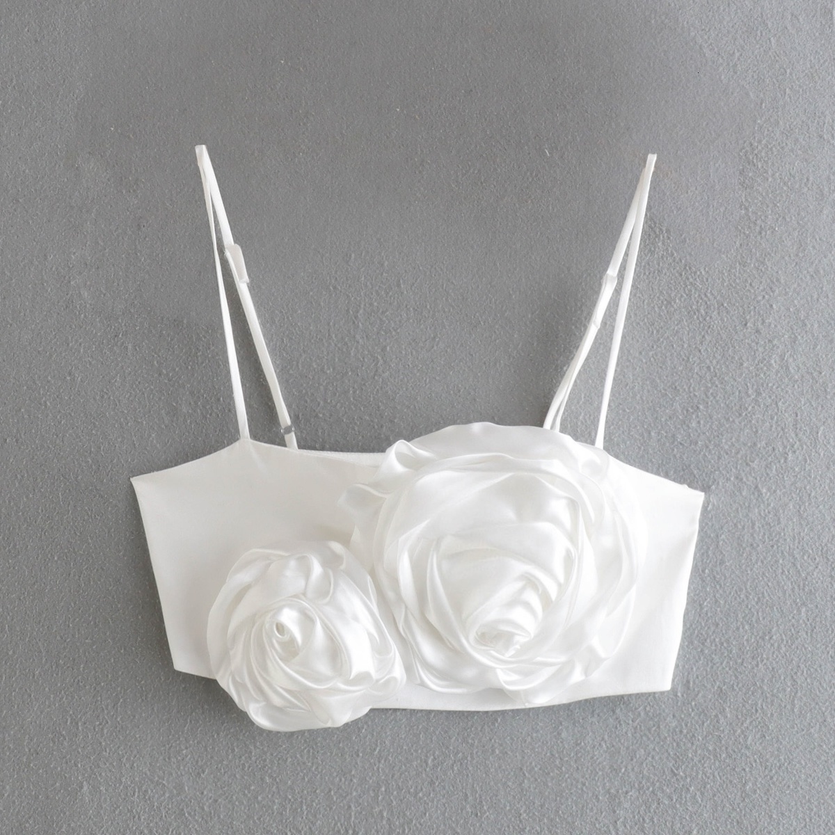 

Women' Tanks Camis Women Fashion Top with Raised Flowers Chic Lady Crop Top Spring Summer Sexy Camis White Corset Top Female Camisole 230316, Black